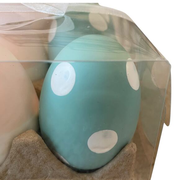 The Farmhouse Easter Eggs Boxed Set of 12 Pastel Colors Polka Dot Spring Decor - Picture 10 of 14